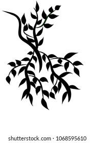 branch with leaves vector silhouette