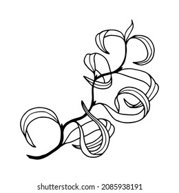 Branch With Leaves. Willow Twist. Vector Stock Illustration Eps10. Isolate On White Background, Outline, Hand Drawing.