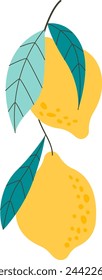 Rama Con Limones Y Hojas Ilustración Vectorial