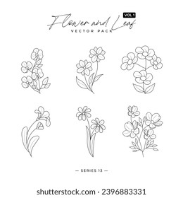 Branch Line Art Set - Floral Element Collection Suitable For Wedding Decoration - Doodle botanical elements