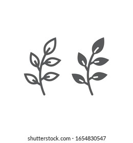 Branch line and glyph icon, easter and summer, plant sign, vector graphics, a linear pattern on a white background, eps 10