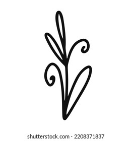 Branch. Linear vector image isolated on white background