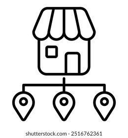 Ícone Localização da filial, franquia comercial