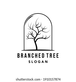 branch logo line art vector minimalist illustration design