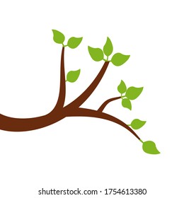 Vector Illustration Leafy Tree Branch Against Stock Vector (Royalty ...