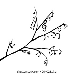 Branch with music notes illustration vector