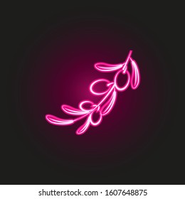 Branch, olive neon style icon. Simple thin line, outline vector of oliver icons for ui and ux, website or mobile application