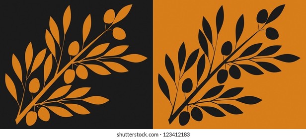 Branch of olive, stylized to antic black- and red-figure pottery