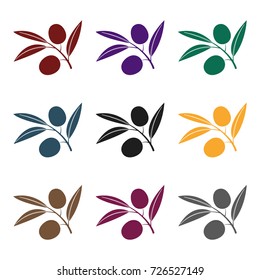 Branch of olives icon in black style isolated on white background. Spain country symbol stock vector illustration.