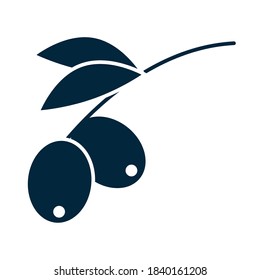 branch with olives and leaves nature silhouette icon vector illustration