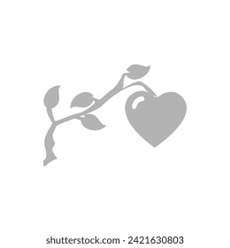 branch on heart icon on a white background, vector illustration