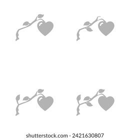 branch on heart icon on a white background, vector illustration