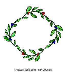 Branch on white background vector illustration. Doodle style. Design icon, print, logo, poster, symbol, decor, textile, paper, card. 