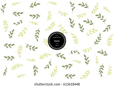 Branch pattern for background and stickers with logos. Vector packaging design elements and templates.