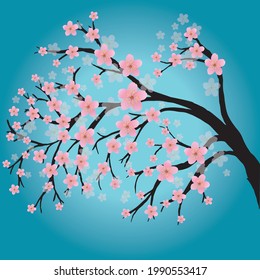 


A branch with pink flowers. Based on a cherry blossom or sakura. The background is a turquoise gradient.