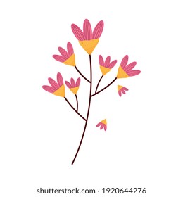 branch with pink flowers easter season icon vector illustration design