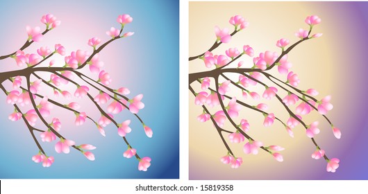 rama con vector de flores rosadas