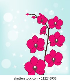 branch pink orchid card for the holiday
