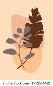 Zweigstelle von Plant Boho Muster Hintergrund.  Boho minimalistische abstrakte Pflanzengrafik für Design-Kinderwanddekor, T-Shirt-Druck, Sommereinladungen etc.