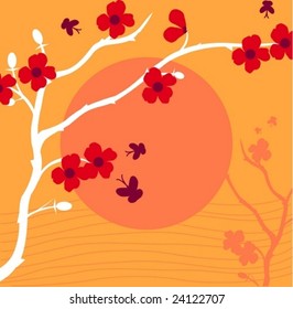 Branch of a plant, the Japanese style, background