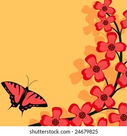 Branch of a plant, the Japanese style, background.