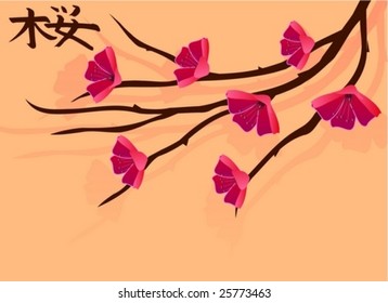 Branch of a plant, the Japanese style, background