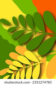 Branch with plant leaves. Bright wave design ecology image Vector illustration