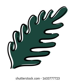 Branch of a plant with leaves. Vector drawing in sketch style