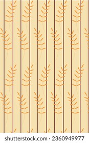 A branch of a plant with lines, with a hand-drawn vector seamless pattern. Vintage romantic floral design. Aesthetic floral print Cottage core for fabric, scrapbooks, packaging, postcard making