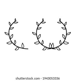 Branch of plant. Natural ornament. Winner laurel wreath. Simple minimalist line icon.