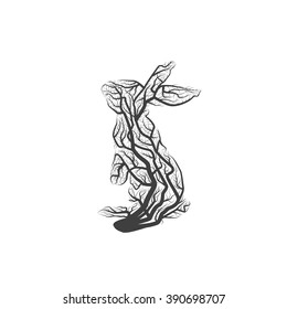 Branch Rabbit. Vector Illustration