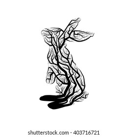 Branch Rabbit. Vector Illustration