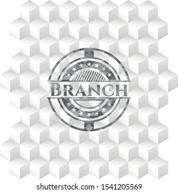Branch realistic grey emblem with cube white background