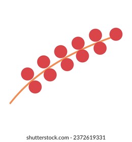 Branch with red berries on white background