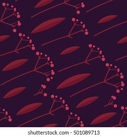 Branch with red berries. Vector seamless pattern.