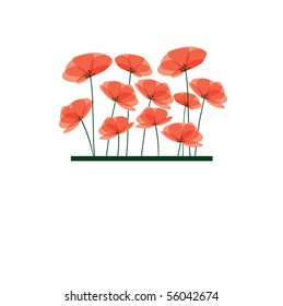 Branch of red flowers. vector illustration