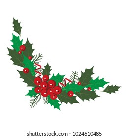 A branch of red viburnum berries on a white background. Vector illustration.