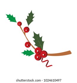 A branch of red viburnum berries on a white background. Vector illustration.