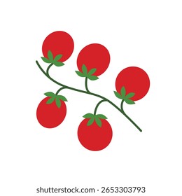 Branch com cereja madura tomates clip art. legumes frescos suculentos, alimentação saudável. Elemento vetorial, alimento vegano