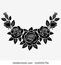 Branch of roses on a white background;
