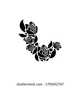 Branch of roses on a white background