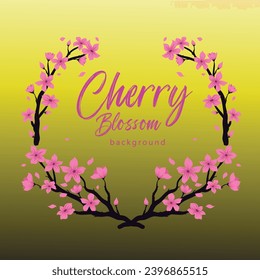 Branch of sakura with flowers and leaves on white background. Cherry blossom spring design.