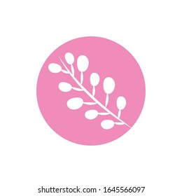 branch with seeds block and line style vector illustration design
