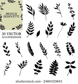 Branch silhouette. Branch icon set.