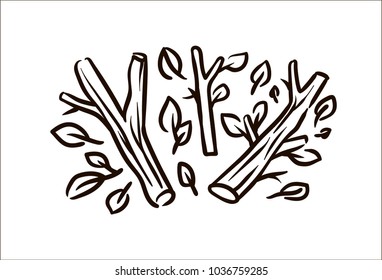 Branch simple sketch illustration on white background