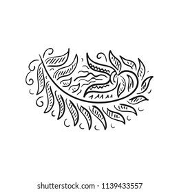 Branch. Sketch. Vector illustration