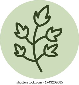 Rama con algunas hojas, ilustración, vector sobre fondo blanco