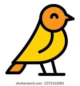 Branch sparrow icon outline vector. Flight bird. Cute tree color flat