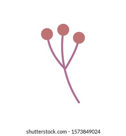 branch stem berry botanical icon on white background vector illustration