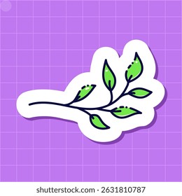 A branch sticker for a daily diary drawn in bright neon colors.
